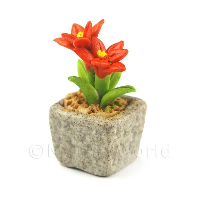 Miniatura Fatta A Mano In Ceramica Fiore Color Arancione Scuro - Immagine 1 di 1