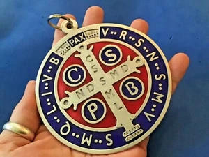 Huge St BENEDICT Medal Protection Excorism's Saint Medal 4” Enamel Wall Medal - Picture 1 of 4