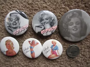 Lot of 6 Marilyn Monroe PINS vintage pinback buttons - Picture 1 of 2