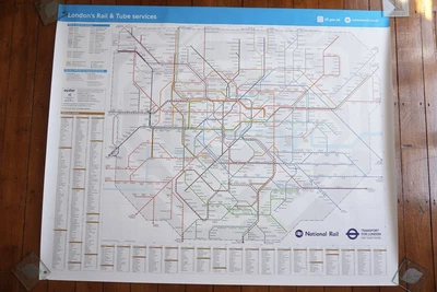 Dec 2014 Original Tube Map Underground Railway Station Quad Poster VGC - Image 1 of 4