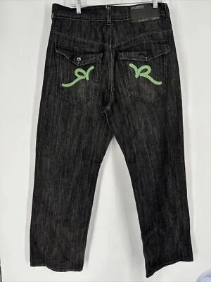 Vintage y2k baggy jeans rocawear embroidered black goth skater 36x33 Flap Pocket - Image 1 of 4