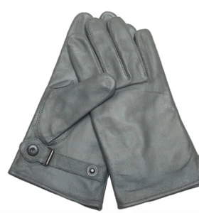 Guantes de cuero de cabra forrados BW del ejército alemán gris - Imagen 1 de 1