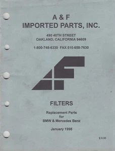 A&F Imported Parts FILTERS replacement parts BMW Mercedes Benz 1998 catalog - Picture 1 of 4