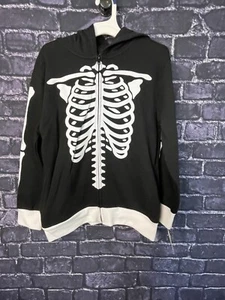 Mad Engine Boy's LARGE Black Hoodie With Mask Skeleton Sweatshirt Sweater - Picture 1 of 14