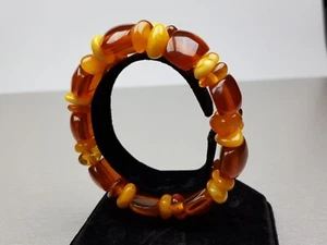 Vintage Natural / Pressed 33.72 gr. Butterscotch Egg Yolk Baltic Amber Bracelet - Picture 1 of 11