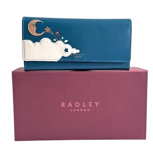 RADLEY Purse Blue Leather Large Wallet - Gift Boxed - Shoot For The Moon RRP £99 - Picture 1 of 8
