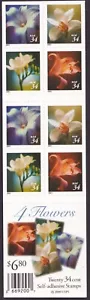 Scott #3490e (3487-90) 4 Flowers Booklet Of 20 Stamps - MNH - Picture 1 of 2