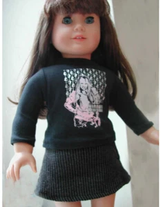 Black or gray Knit Long Sleeve Tee T-Shirt fits 18" American Girl Size Doll - Picture 1 of 3