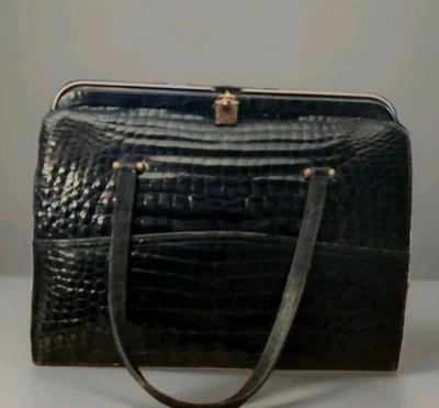 Cartera de cocodrilo Bella Stone negra de colección Foto 1 de 4