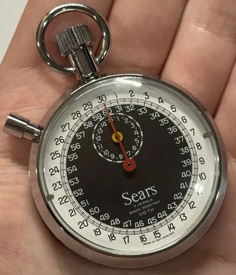 RARE 1973 Vintage Sears 1/10TH Second Stopwatch - 7 Jewels - NICE - WORKS GREAT! - Image 1 of 4