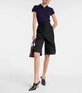 LOEWE lange Shorts schwarz plissiert asymmetrisch Baumwolle gerafft hohe Taille 38/6 - Bild 1 von 6
