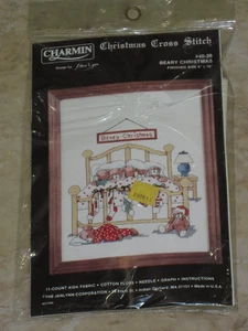 Janlynn Beary Christmas Bed Counted Cross Stitch Kit #40-26 Charmin 8" x 10" ++ - Picture 1 of 1