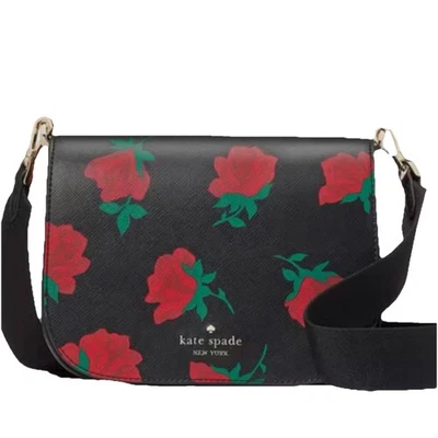 Bolso Bandolera Kate Spade Madison Rosa Estampado Saddle Negro Multi-Nuevo con Etiquetas Foto 1 de 4