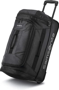 Samsonite Andante 2 Wheel Rolling Duffel Bag 22 Inch Black Water Resistant 1968F - Picture 1 of 12