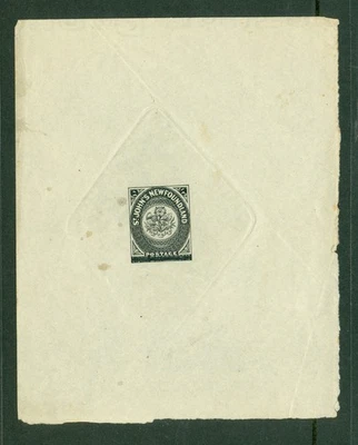 NEWFOUNDLAND 1' DIE ON BLACK WOVE PAPER LATTER STATE REPRINT - Image 1 of 2