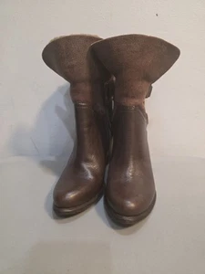 Stivali UGG Jayne Shearling 6 marroni pelle pelliccia polsino convertibile pelle di pecora graffiati - Foto 1 di 8