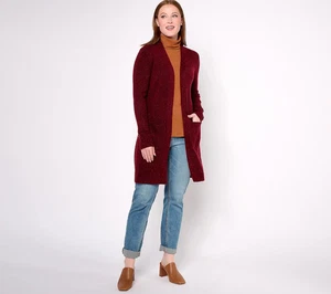Denim & Co. Open Front Cardigan with Patch Pockets Womens A624152 - Picture 1 of 4