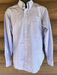 Chaps Ralph Lauren Mens Classic Oxford Button Front Blue Size M 15-15.5 34/35 - Picture 1 of 8