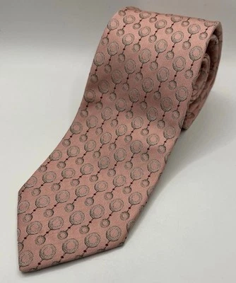 Gucci Clásico Corbata Rosa Seda Anillos Vinculados Jacquard Auténtico Excelente Estado 59.5 x 3.5” Foto 1 de 4