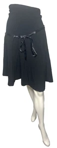 Motherhood Maternity Flare Midi Skirt Size L Black Stretch Career Pull-On Belted - Picture 1 of 6