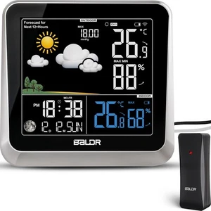 Home Weather Station Clock - Indoor Outdoor Thermometer Wireless with Weather... - Picture 1 of 9