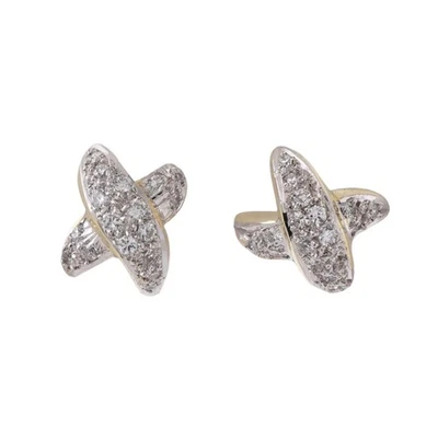 Серьги-гвоздики с кластером бриллиантов X вышивка крестиком золото 14 карат 0,50 TW женские универсальные - Изображение 1 из 4