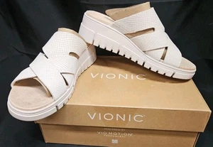 Vionic Uptown Sunset Ivory Cream Color Wedge Slide Sandal. Women's Size 8 M NIB - Picture 1 of 14