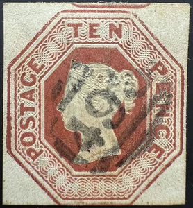 GB QV Stamp 1848 SG57, Embossed 10d brown, cut square, Fine used. SG RRP £1,200. - Picture 1 of 2
