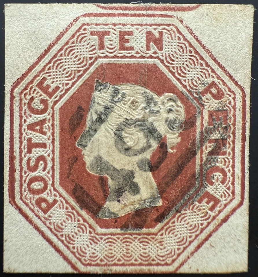 GB QV Stamp 1848 SG57, Embossed 10d brown, cut square, Fine used. SG RRP £1,200. - Image 1 of 2
