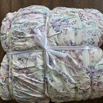 Pottery Barn Garden Damask Smocked KING Quilt New LoveShackFancy Lavender - Image 1 of 4