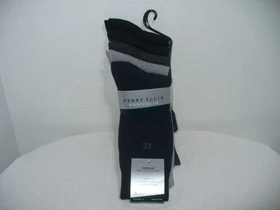 Paquete de 5 calcetines de vestir Perry Ellis Portfolio Crew Preium mezcla de poli algodón NUEVO Foto 1 de 4