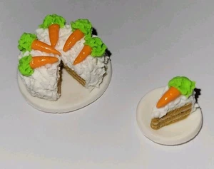Dollhouse Carrot Cake Set Dolls Dessert Cake Slice Whole Cake - Picture 1 of 6