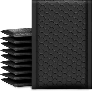 Bubble Mailers 4X8 Inch Black 50 Pack Usable Size 4X7 Padded Envelopes Small Bus - Picture 1 of 12