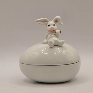 Fitz & Floyd Bunny on Egg Candy Dish/Trinket Box - Picture 1 of 9