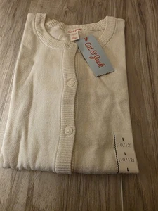 Cat & Jack Girls Cream Button Up Cut-Out Design Cardigan Sweater Size Large - Picture 1 of 2