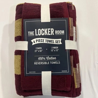 Juego de toallas reversibles The Locker Room College a rayas granate/oro antiguo de 4 piezas Foto 1 de 4