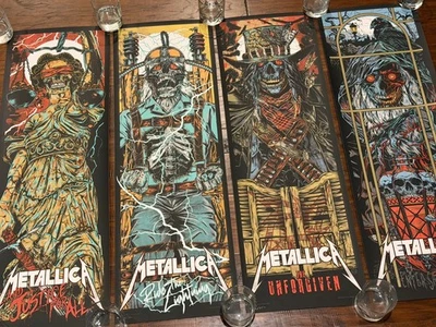 Juego de 4 pósters serigrafiados variante Metallica PINBALL de Rhys Cooper Foto 1 de 4