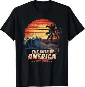Vintage Sunset Gulf Of US America 2025 American Flag Mexico T-Shirt - Picture 1 of 4