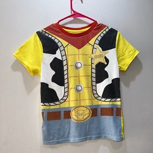 Disney Toy Story Shirt Boys Large 10-12 Wooddy Yellow Cotton Pixar Cowboy Youth - Picture 1 of 15