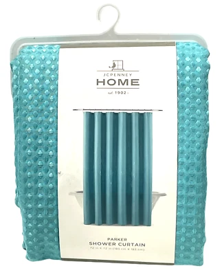 J.C. Penney Aqua Frost Parker Shower Curtain 72" x 72" Solid Geometric Diamonds - Image 1 of 4