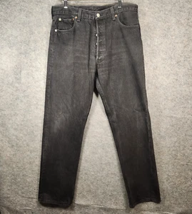 Jeans Levi’s Vintage 501 Hombre Denim Negro Años 90 EE. UU. 501-0660 36X32 Botón Mosca Desteñido - Imagen 1 de 12