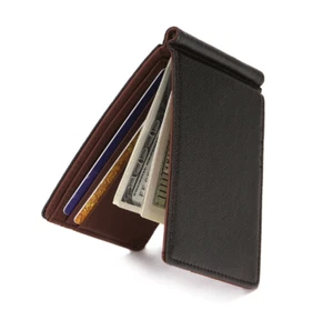 Men Wallet Short Skin Wallets Purses PU Leather Money Clips Solid Thin Wallet - Bild 1 von 5
