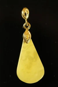 New 100% Natural Butterscotch Baltic Amber Stone Pendant w Sterling Silver C942 - Picture 1 of 5
