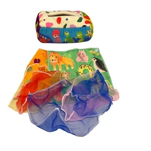 Soft Plush Animal-Themed Tissue Holder & Sensory Scarf Set For Kids Vibrant Colo - Picture 1 of 7