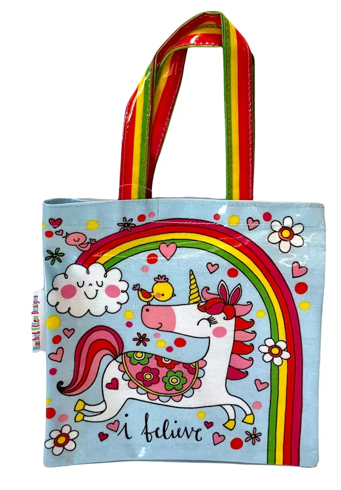 Rachel Ellen Designs, Unicornio y Arco Iris, Lindo Mini Bolso de Mano Cumpleaños 8”x8” Foto 1 de 1