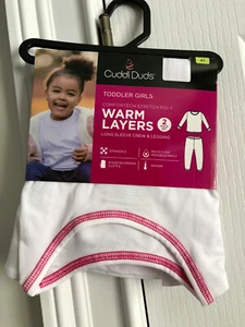 NEW GIRLS CUDDLE DUDS LS CREW & LEGGING 4T WHITE W/PINK TRIM - Picture 1 of 2