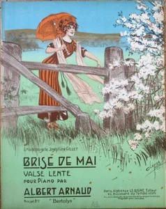 Art Nouveau 1890s French Poster-Art Sheet Music: 'Brise de Mai', Clérice Frères - Picture 1 of 1
