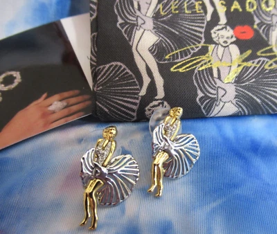 LELE SADOUGHI Authentic X Marilyn Monroe 14Kt Gold Plated Cubic Zirconia Earring - Image 1 of 4