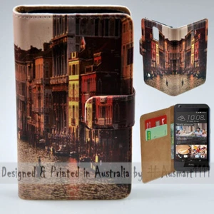 For HTC Series Mobile Phone - Venice River Canal Print Wallet Phone Case Cover - Picture 1 of 3