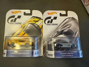 LOT of 2 2016 Hot Wheels LAMBO VENENO #4 yellow Gran Turismo F5 and NISSAN 2020 - Picture 1 of 1